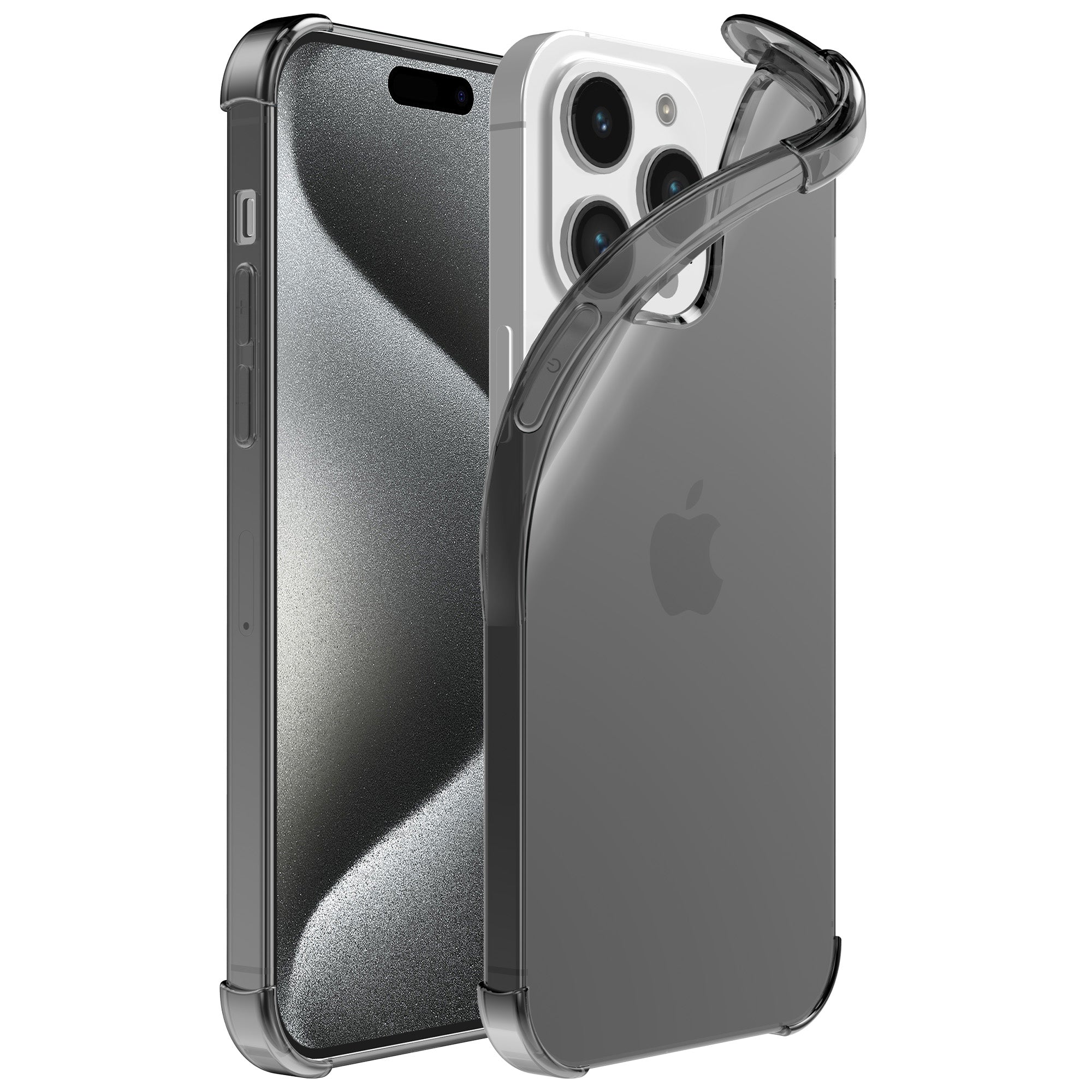 Telefoonhoesje geschikt voor iPhone 15
  Pro Max - Transparant Shockproof siliconen Hoesje met Stootrand – Zwart