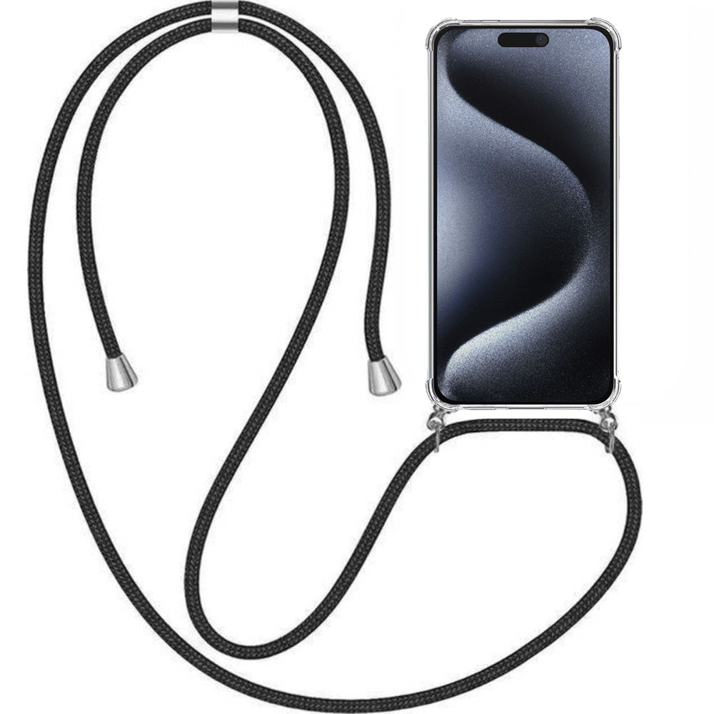 Telefoonhoesje Geschikt voor iPhone 15
  Pro Max met Koord en Stootrand - TPU Backcover Shockproof met Lanyard -
  Smartphonica