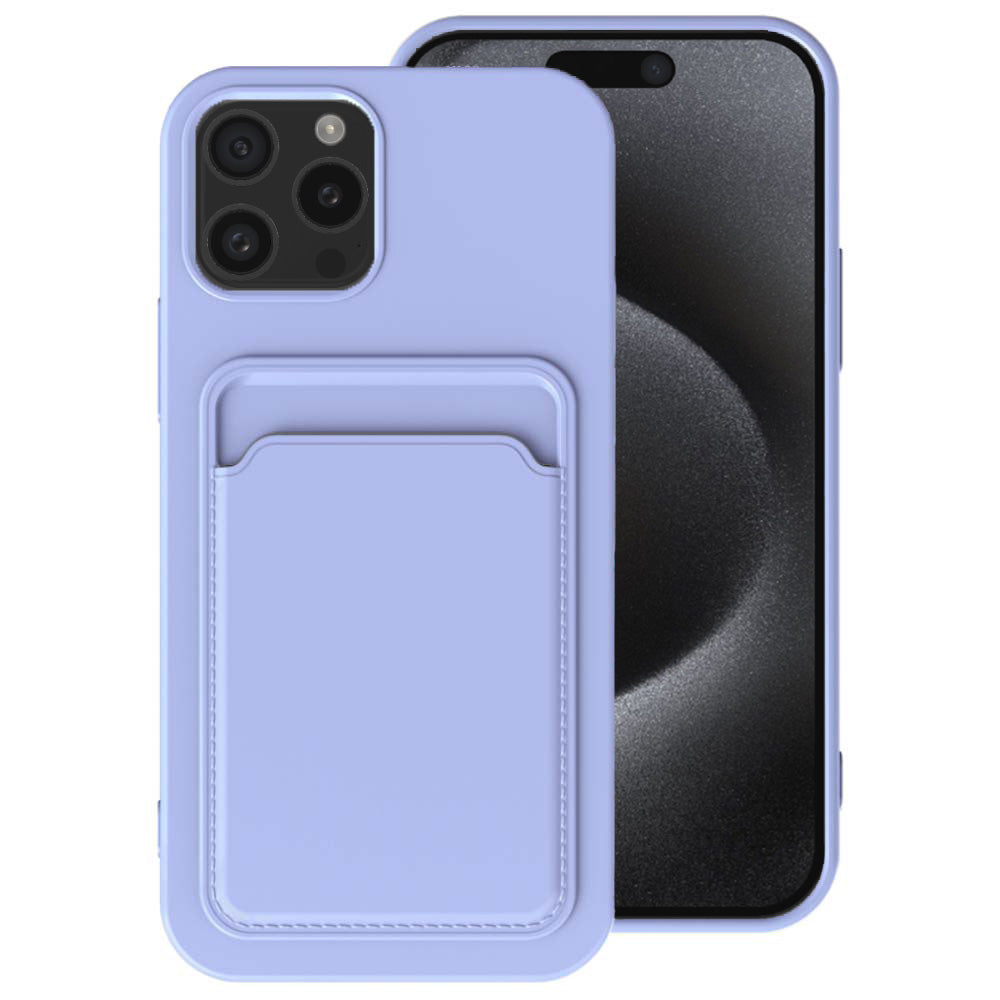 Telefoonhoesje Geschikt voor iPhone 15 Pro met pasjeshouder - TPU backcover with cardslot - Paars