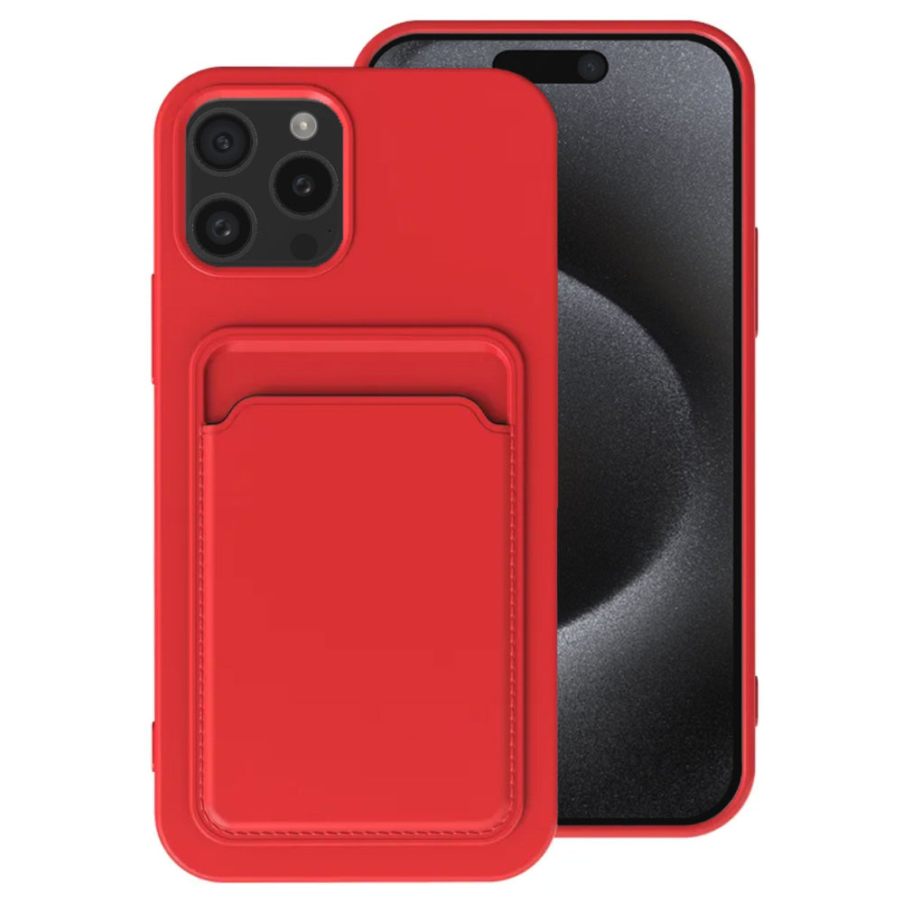 Telefoonhoesje Geschikt voor iPhone 15
  Pro met pasjeshouder - TPU backcover with cardslot - Rood