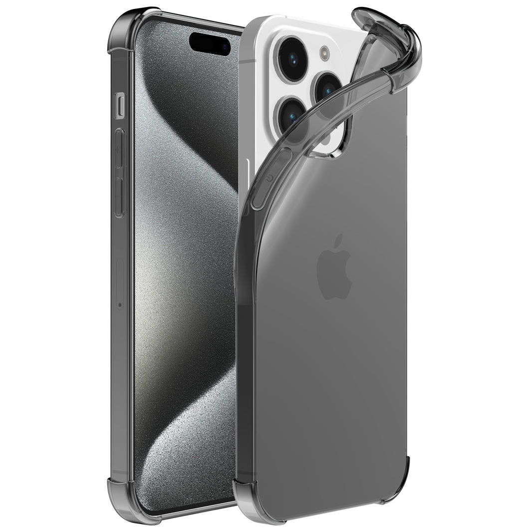 Telefoonhoesje geschikt voor iPhone 15
  Pro - Transparant Shockproof siliconen Hoesje met Stootrand – Zwart