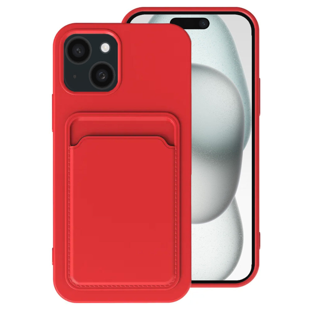 Telefoonhoesje Geschikt voor iPhone 15
  met pasjeshouder - TPU backcover with cardslot - Rood