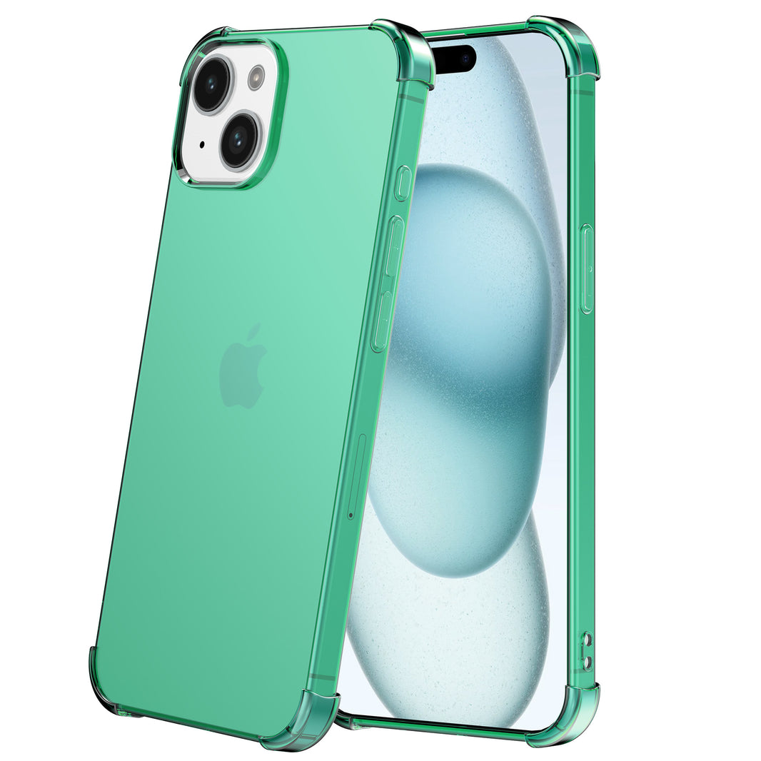 Telefoonhoesje geschikt voor iPhone 15 -
  Transparant Shockproof siliconen Hoesje met Stootrand – Groen