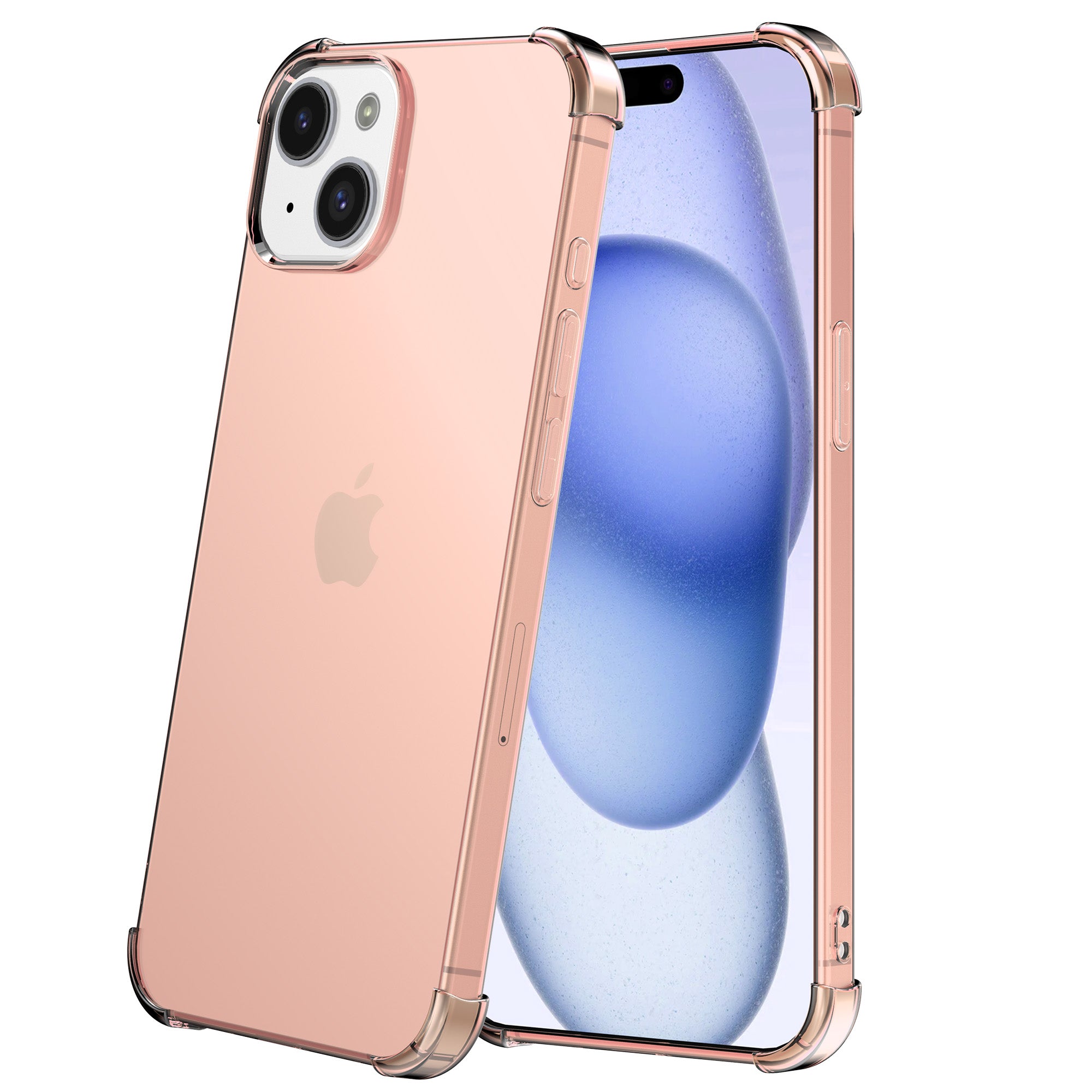 Telefoonhoesje geschikt voor iPhone 15 -
  Transparant Shockproof siliconen Hoesje met Stootrand – Lichtroze