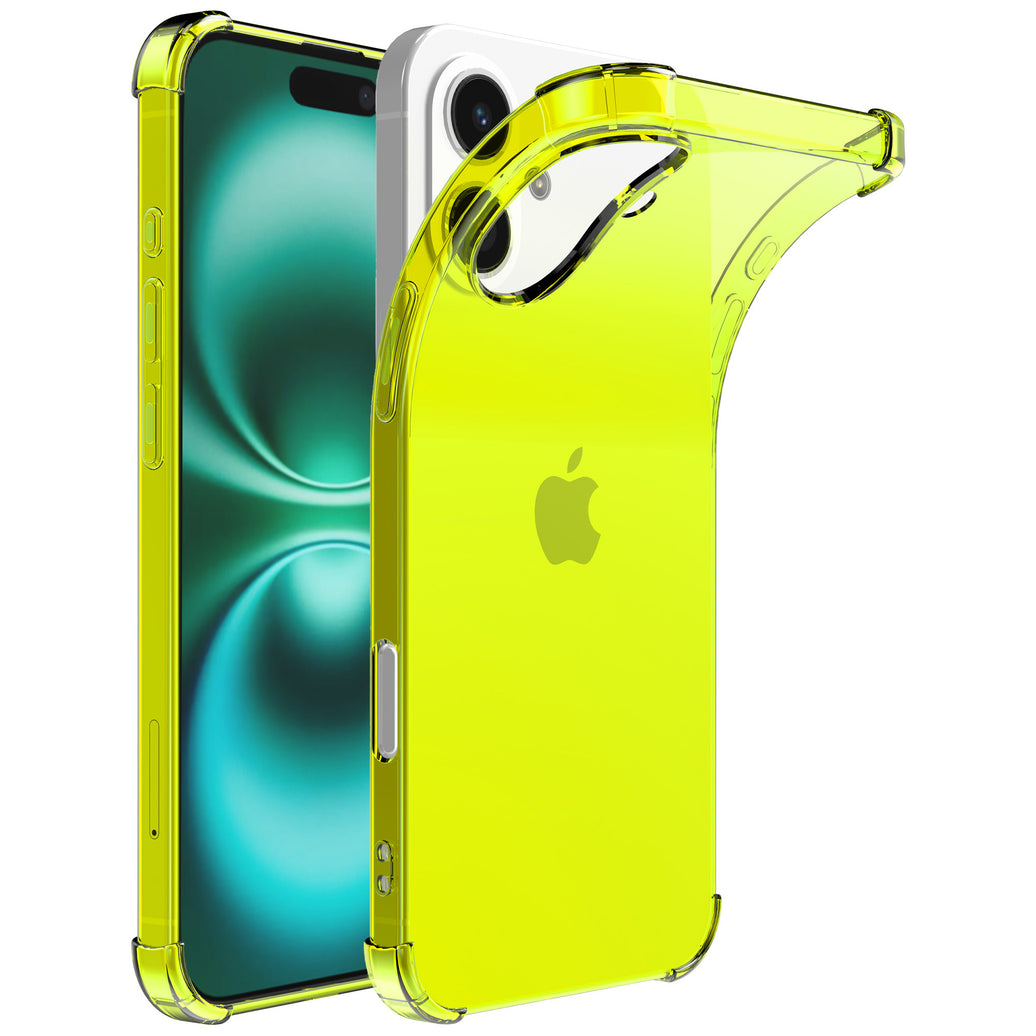 Telefoonhoesje Geschikt voor iPhone 16 Plus
  Transparant Schokbestendig Siliconen Hoesje met Stootrand - Shockproof Back
  Cover Case - Neon Geel