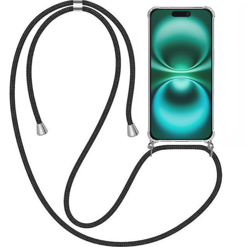 Telefoonhoesje Geschikt voor iPhone 16
  Plus met Koord en Stootrand - TPU Backcover Shockproof met Lanyard -
  Smartphonica