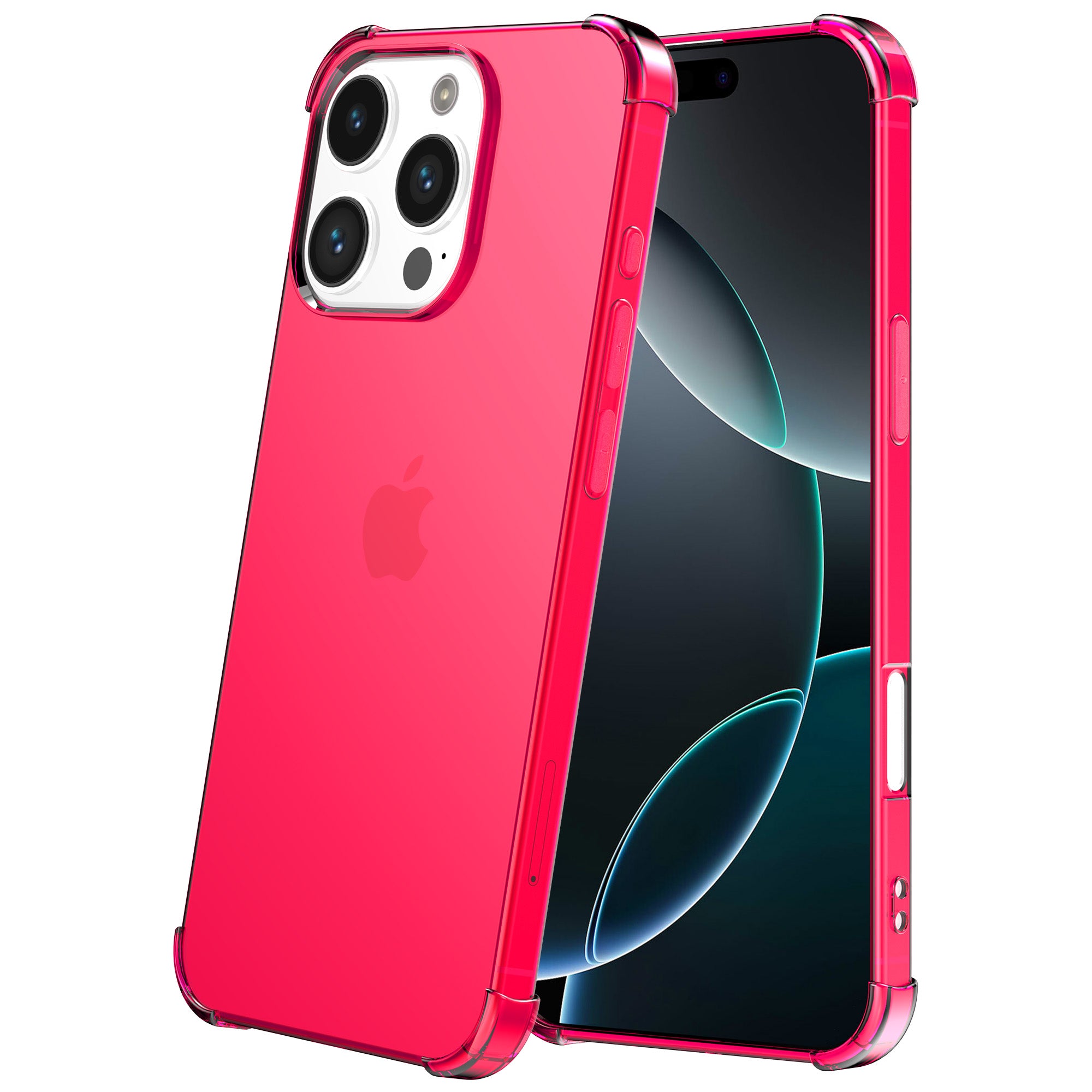 Telefoonhoesje Geschikt voor iPhone 16 Pro Max
  Transparant Schokbestendig Siliconen Hoesje met Stootrand - Shockproof Back
  Cover Case - Neon Roze