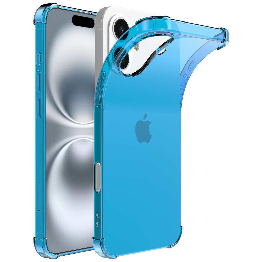 Telefoonhoesje Geschikt voor iPhone 16
  Transparant Schokbestendig Siliconen Hoesje met Stootrand - Shockproof Back
  Cover Case - Blauw