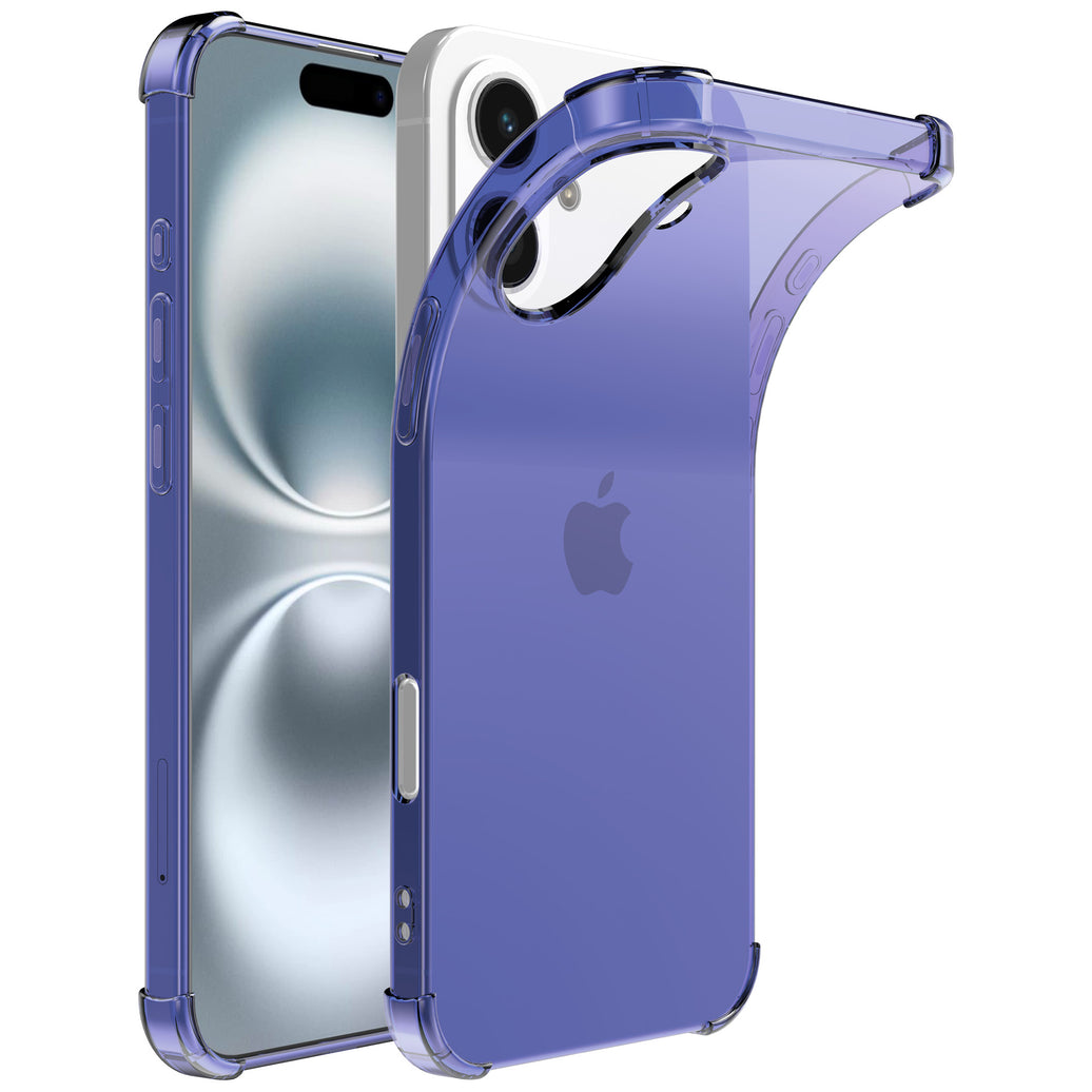 Telefoonhoesje Geschikt voor iPhone 16
  Transparant Schokbestendig Siliconen Hoesje met Stootrand - Shockproof Back
  Cover Case - Donkerblauw