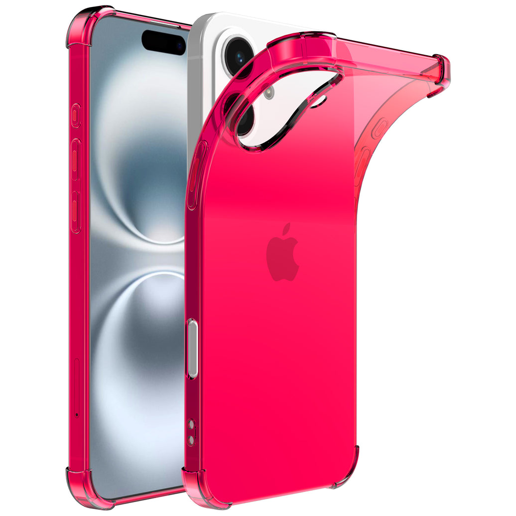 Telefoonhoesje Geschikt voor iPhone 16
  Transparant Schokbestendig Siliconen Hoesje met Stootrand - Shockproof Back
  Cover Case - Neon Roze