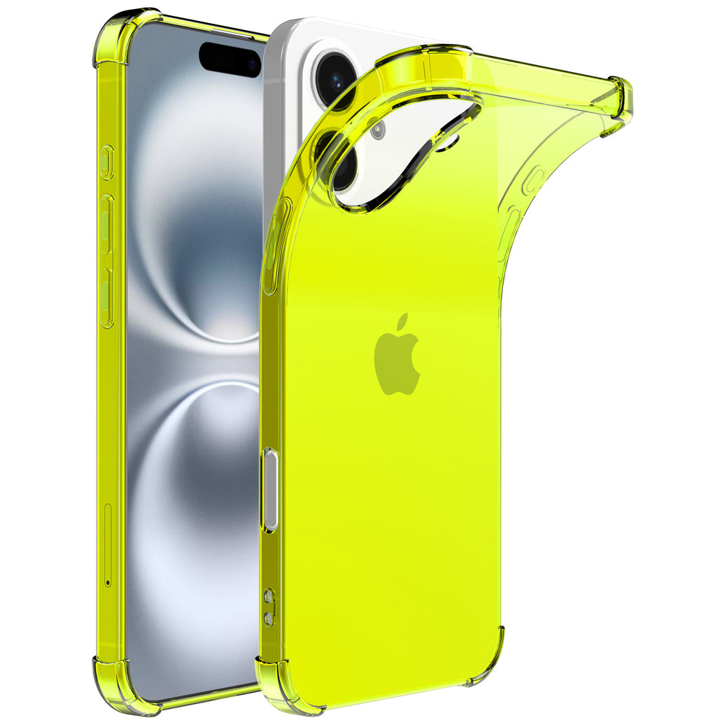 Telefoonhoesje Geschikt voor iPhone 16
  Transparant Schokbestendig Siliconen Hoesje met Stootrand - Shockproof Back
  Cover Case - Neon Geel