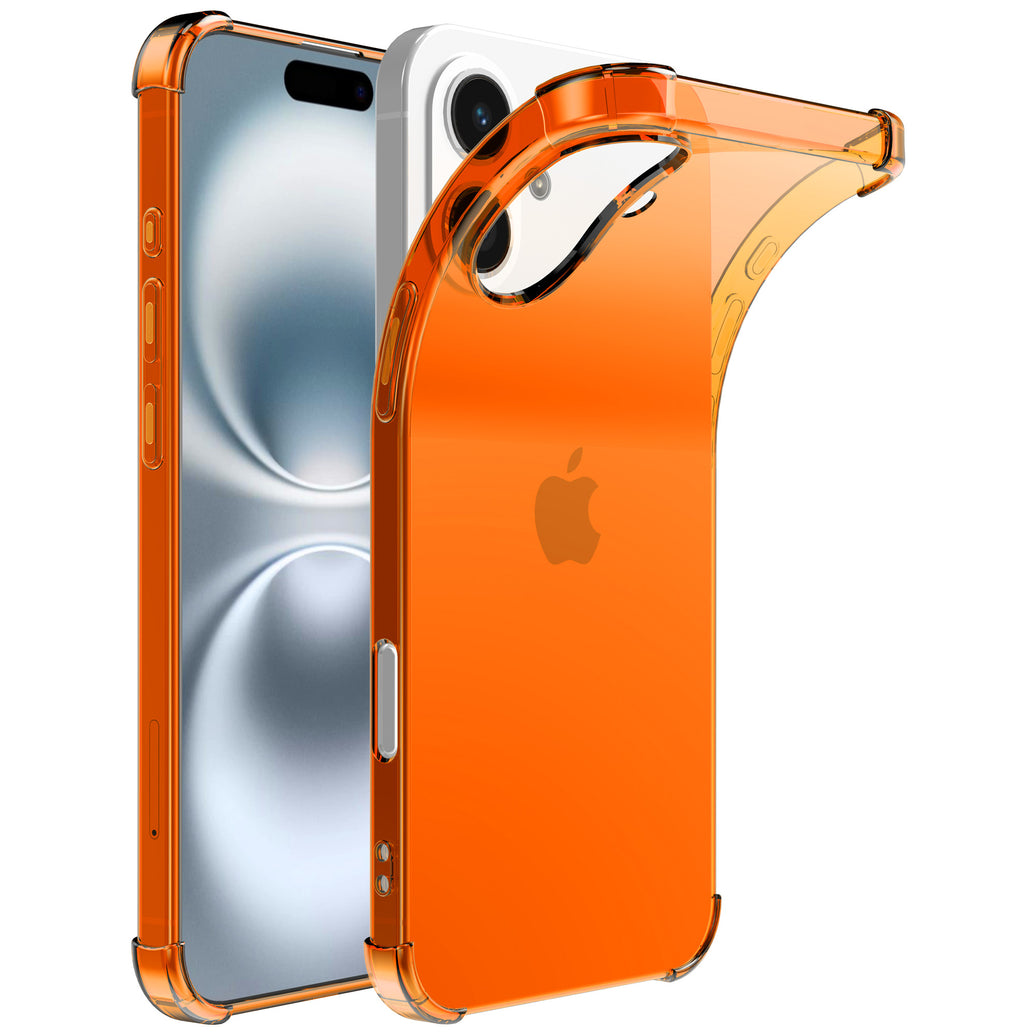 Telefoonhoesje Geschikt voor iPhone 16
  Transparant Schokbestendig Siliconen Hoesje met Stootrand - Shockproof Back
  Cover Case - Oranje
