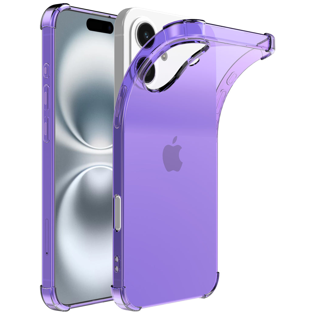 Telefoonhoesje Geschikt voor iPhone 16
  Transparant Schokbestendig Siliconen Hoesje met Stootrand - Shockproof Back
  Cover Case - Paars