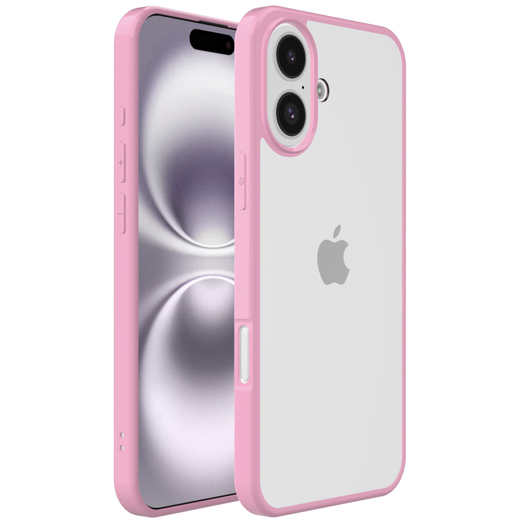 Telefoonhoesje Geschikt voor iPhone 16
  met Doorzichtige Achterkant en Sterke Roze Randen - TPU Back Cover Case -
  Roze