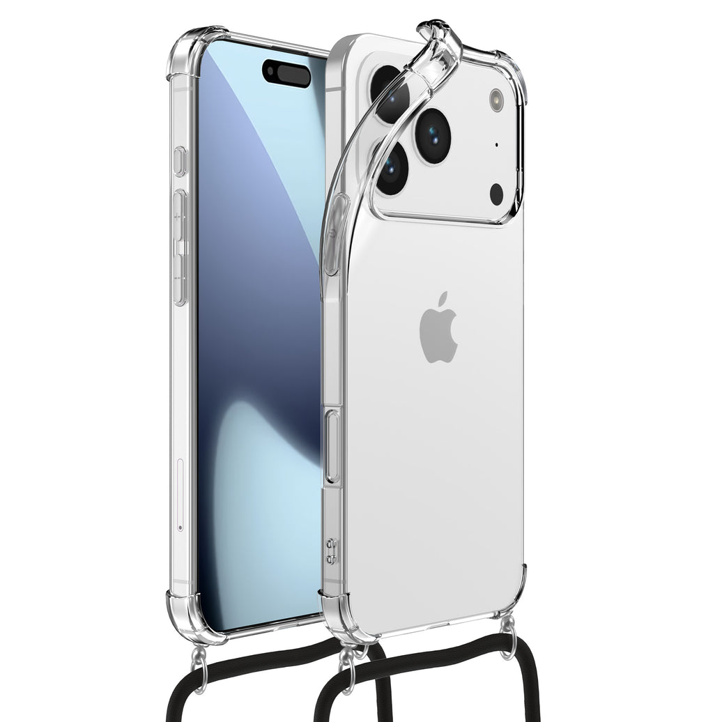 Geschikt voor iPhone 17 Pro
  Telefoonhoesje met Telefoonkoord en Stootrand - Koordhoesje TPU Backcover
  Case Shockproof met Lanyard - Transparant - Smartphonica