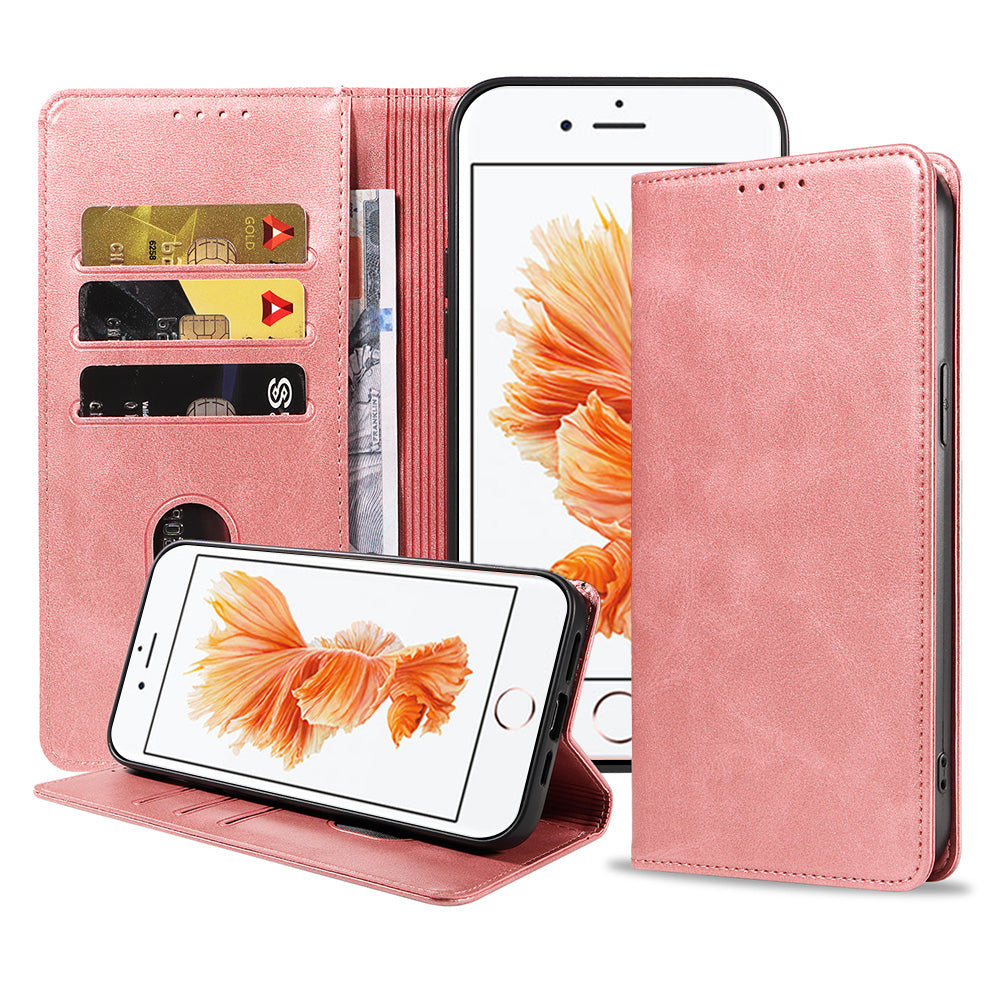 iPhone 6/6s Plus leren hoesje met magnetische sluiting - Roze