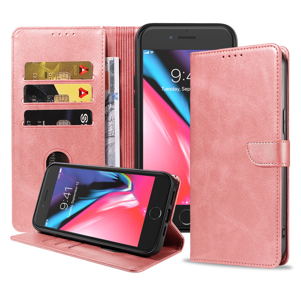 Geschikt voor iPhone 7/8 Plus
  Telefoonhoesje Kunstleer met Magnetisch lipje en Pasjeshouder Book Case met
  Klepje - Roze - Smartphonica