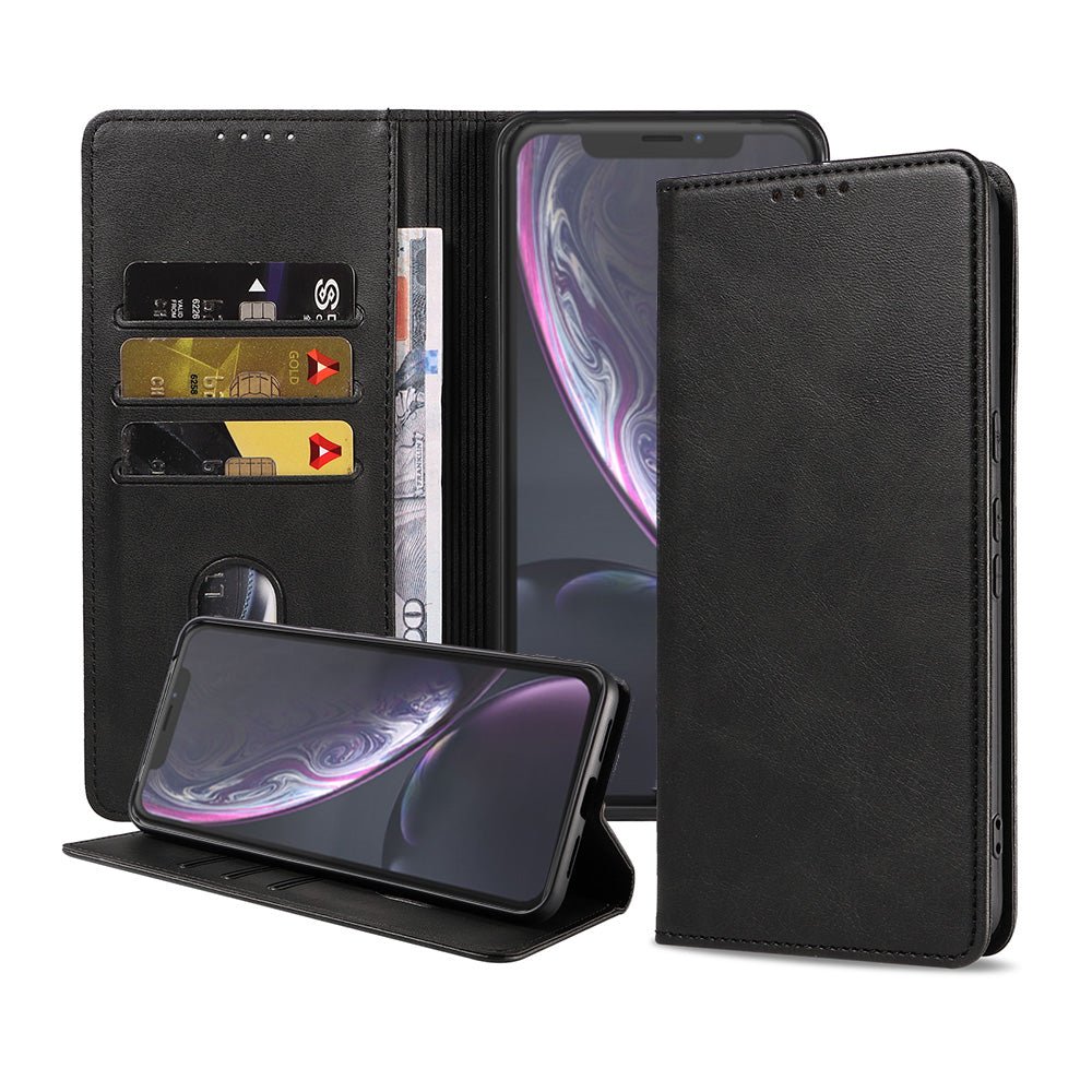 iPhone Xr leren hoesje met magnetische sluiting - Zwart