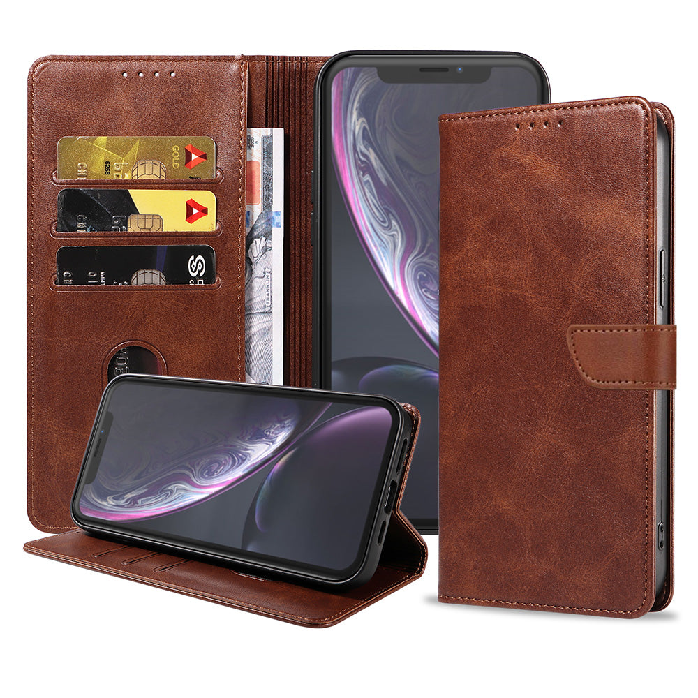 Geschikt voor iPhone X/Xs Telefoonhoesje
  Kunstleer met Magnetisch lipje en Pasjeshouder Book Case met Klepje -
  Donkerbruin - Smartphonica