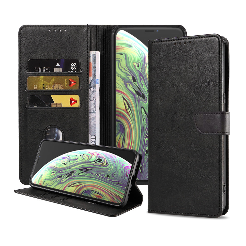 Geschikt voor iPhone X/Xs Telefoonhoesje
  Kunstleer met Magnetisch lipje en Pasjeshouder Book Case met Klepje - Zwart -
  Smartphonica