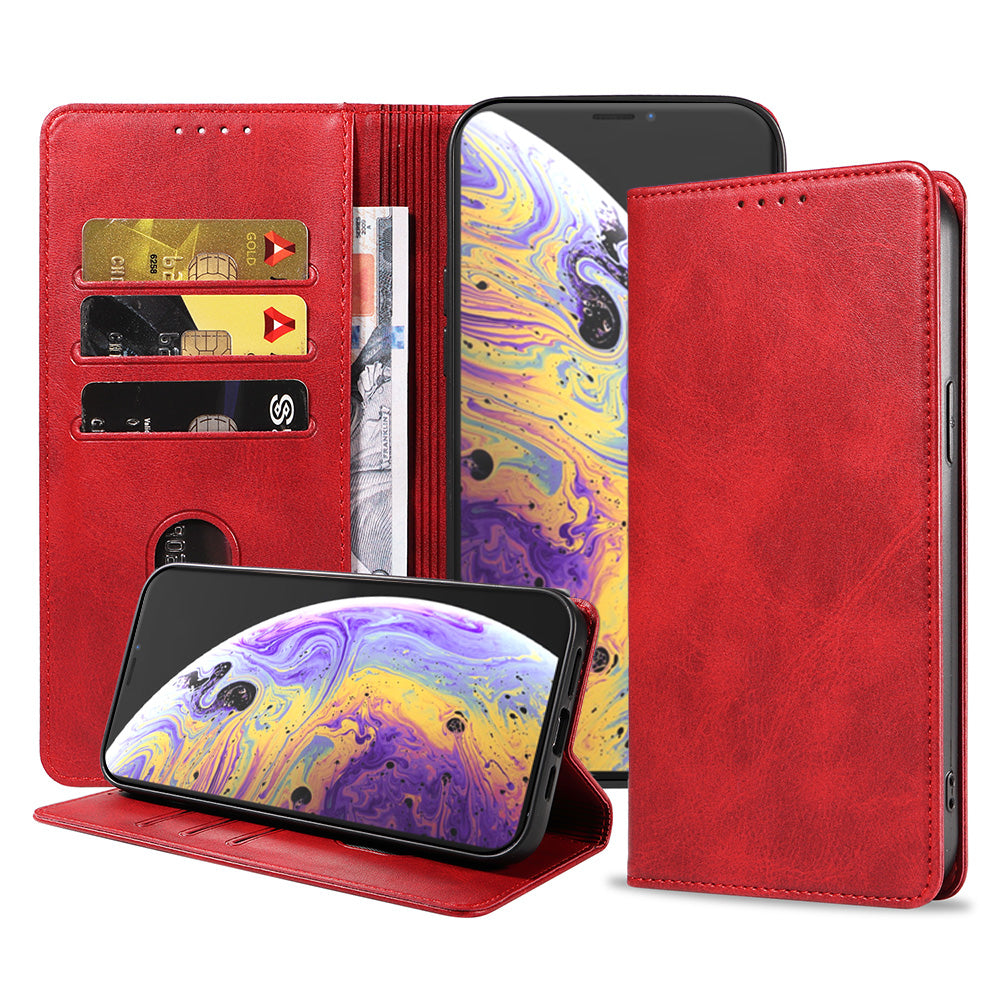 iPhone X/Xs leren hoesje met magnetische sluiting - Rood