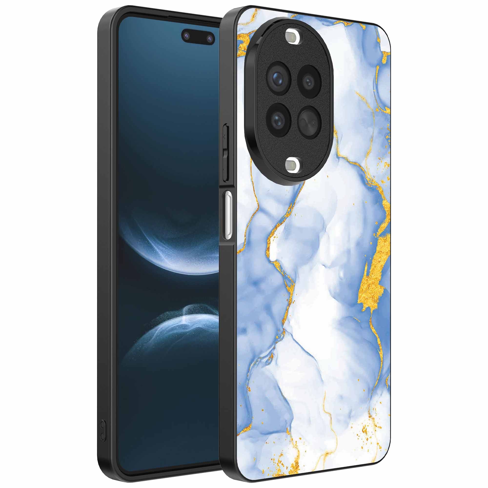 Geschikt voor
  Huawei Nova 14 Pro Telefoonhoesje met Lichtblauw Goud Marmer Opdruk - TPU
  Backcover Case Lightblue Gold Marble Design - Smartphonica