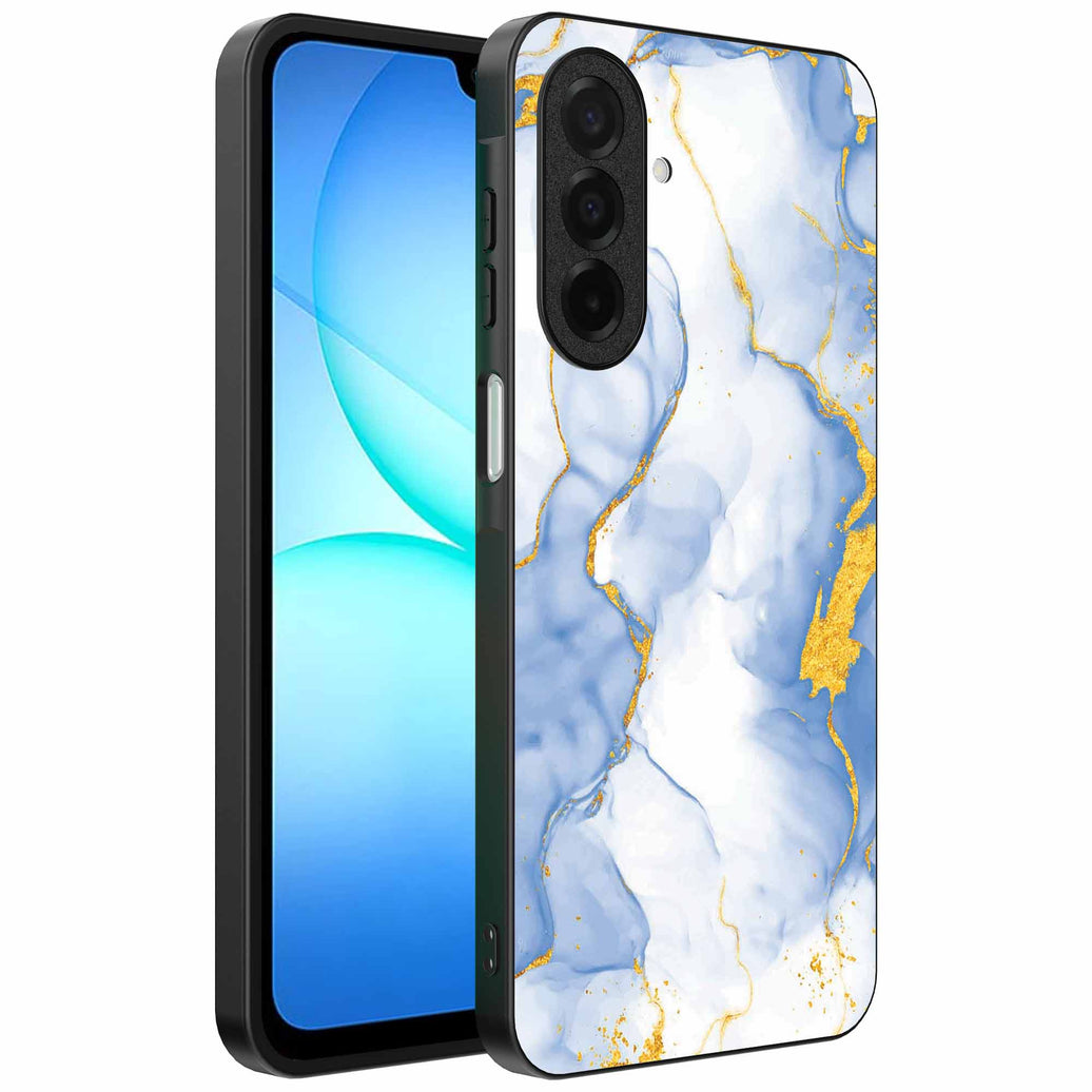 Geschikt voor
  Samsung Galaxy A17 Telefoonhoesje met Lichtblauw Goud Marmer Opdruk - TPU
  Backcover Case Lightblue Gold Marble Design - Smartphonica