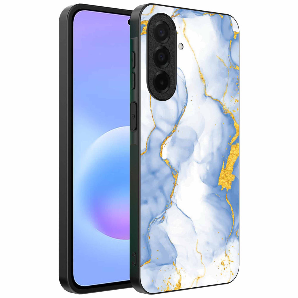 Geschikt voor
  Samsung Galaxy A57 Telefoonhoesje met Lichtblauw Goud Marmer Opdruk - TPU
  Backcover Case Lightblue Gold Marble Design - Smartphonica