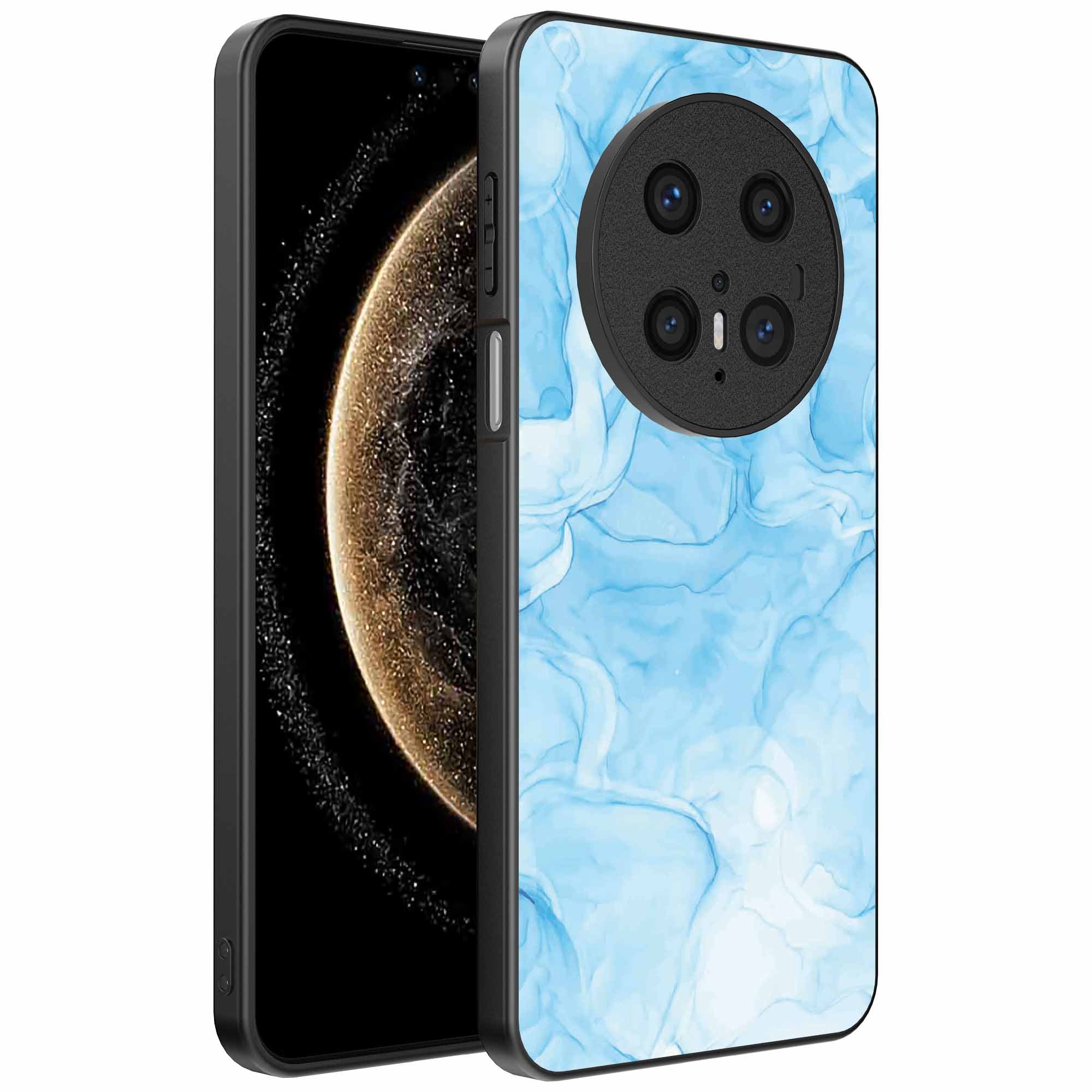 Geschikt voor
  Huawei Mate 70 Pro / 70 Pro Plus Telefoonhoesje met marmer opdruk - TPU
  backcover case marble design - Lichtblauw - Smartphonica