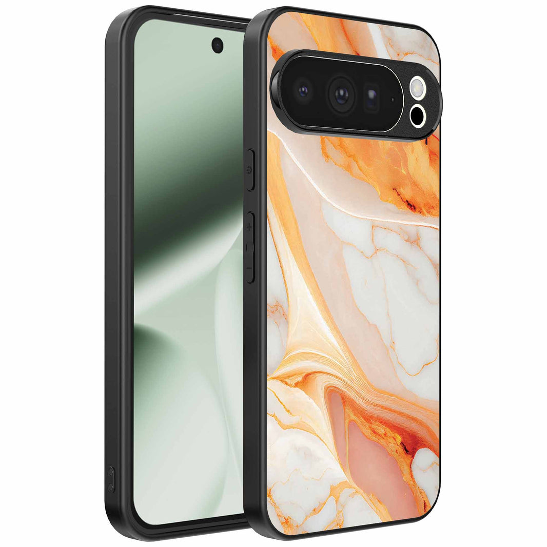Geschikt voor Google Pixel 10 Pro XL
  Telefoonhoesje met marmer opdruk - TPU backcover case marble design - Oranje
  - Smartphonica