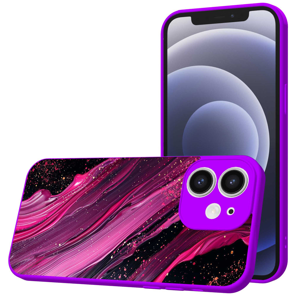 Telefoonhoesje Geschikt voor iPhone 12 met Paars Roze Marmer opdruk - TPU Back Cover Case Purple Rosé Marble
  Design - Paars