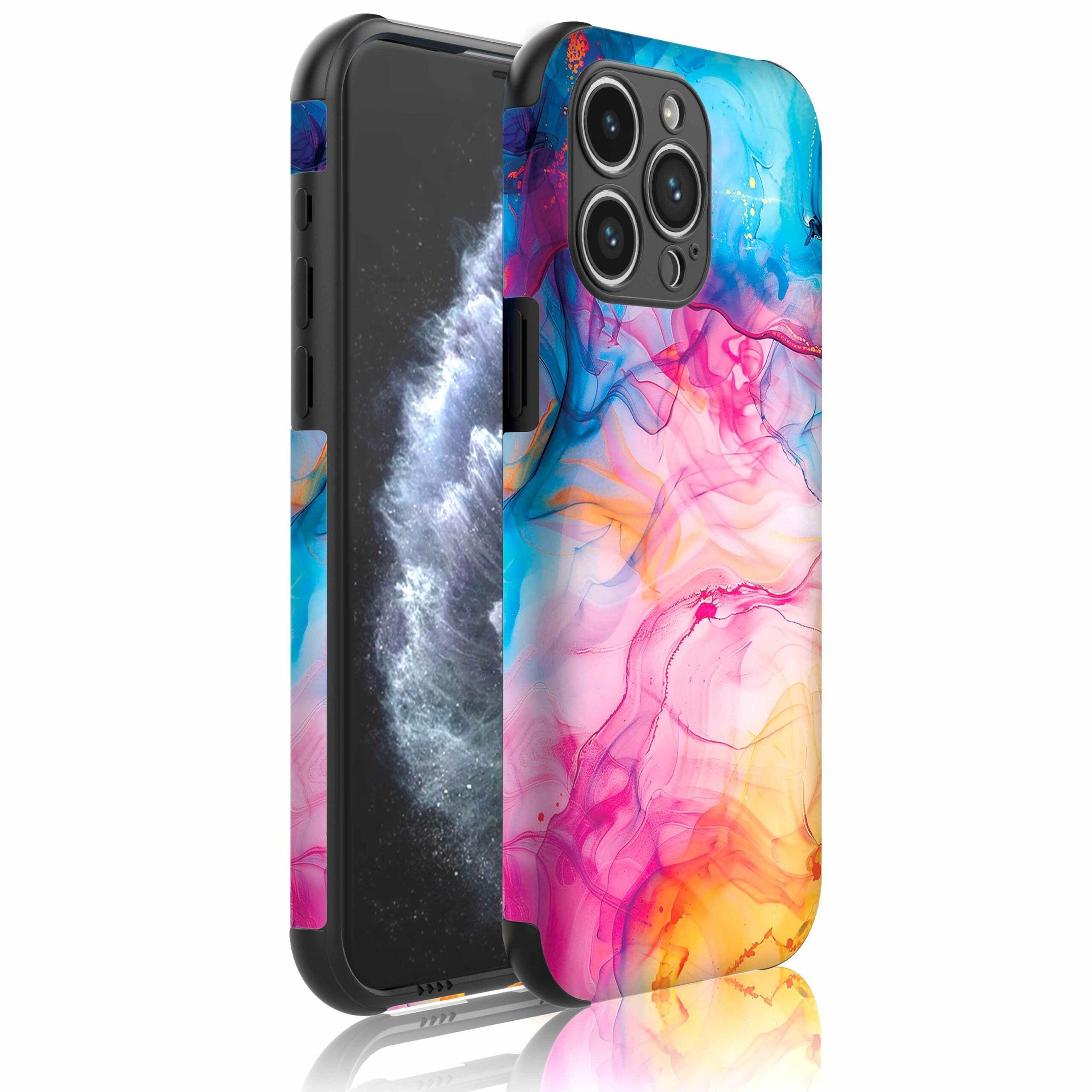 Telefoonhoesje Geschikt voor iPhone 11 Pro met
  Stootrand en Regenboog Acryl Marmer opdruk - Backcover PhoneCase Rainbow
  Acrylic Marble print