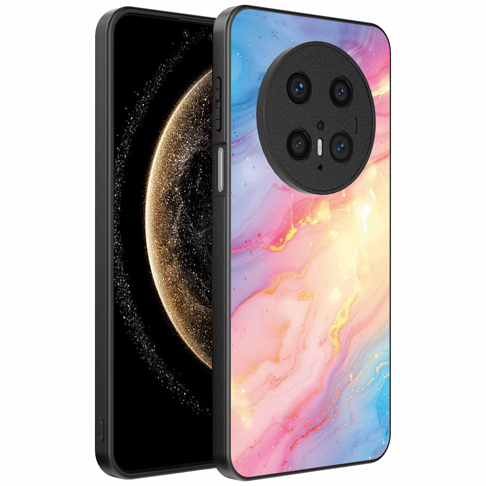 Geschikt voor
  Huawei Mate 70 Pro / 70 Pro Plus Telefoonhoesje met Regenboog Glitter Marmer
  Opdruk - TPU Backcover Case Rainbow Glitter Marble Design - Smartphonica