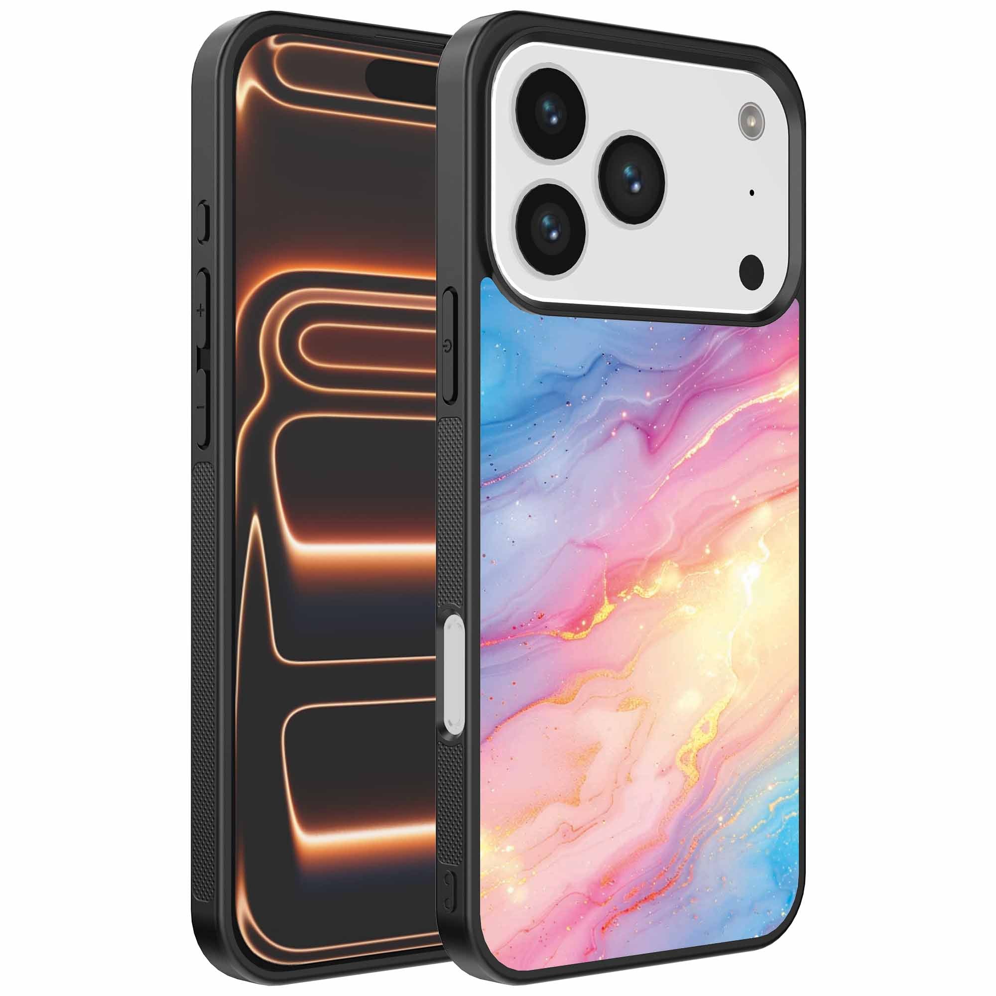 Geschikt voor
  iPhone 17 Pro Max Telefoonhoesje met Regenboog Glitter Marmer Opdruk - TPU
  Backcover Case Rainbow Glitter Marble Design - Smartphonica