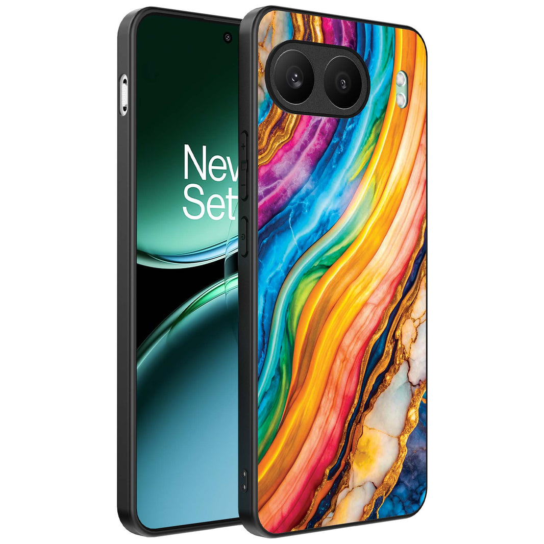 Telefoonhoesje
  Geschikt voor OnePlus Nord 4 met Regenboog Goud Marmer Opdruk - TPU Backcover
  Case Rainbow Gold Marble Design