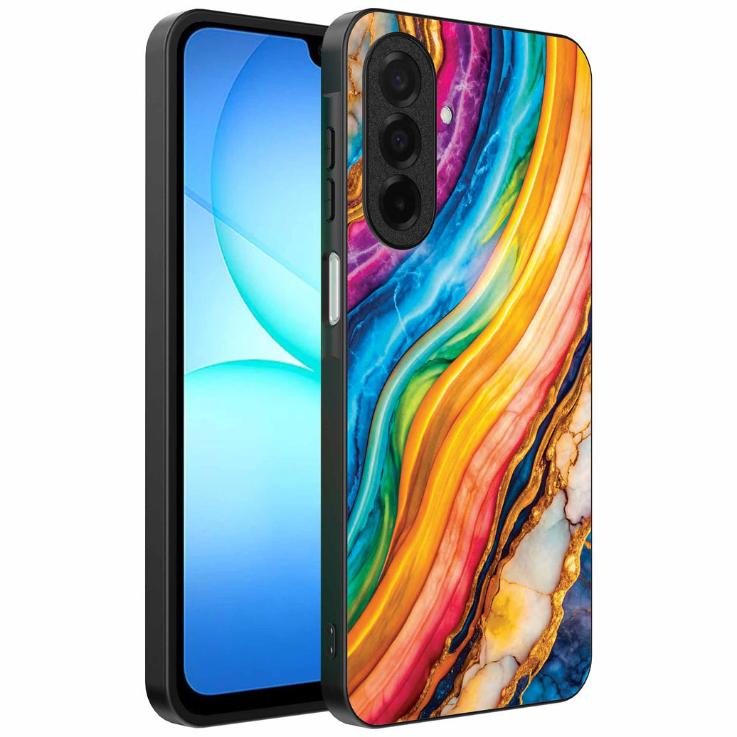 Geschikt voor
  Samsung Galaxy A17 Telefoonhoesje met Regenboog Goud Marmer Opdruk - TPU
  Backcover Case Rainbow Gold Marble Design - Smartphonica