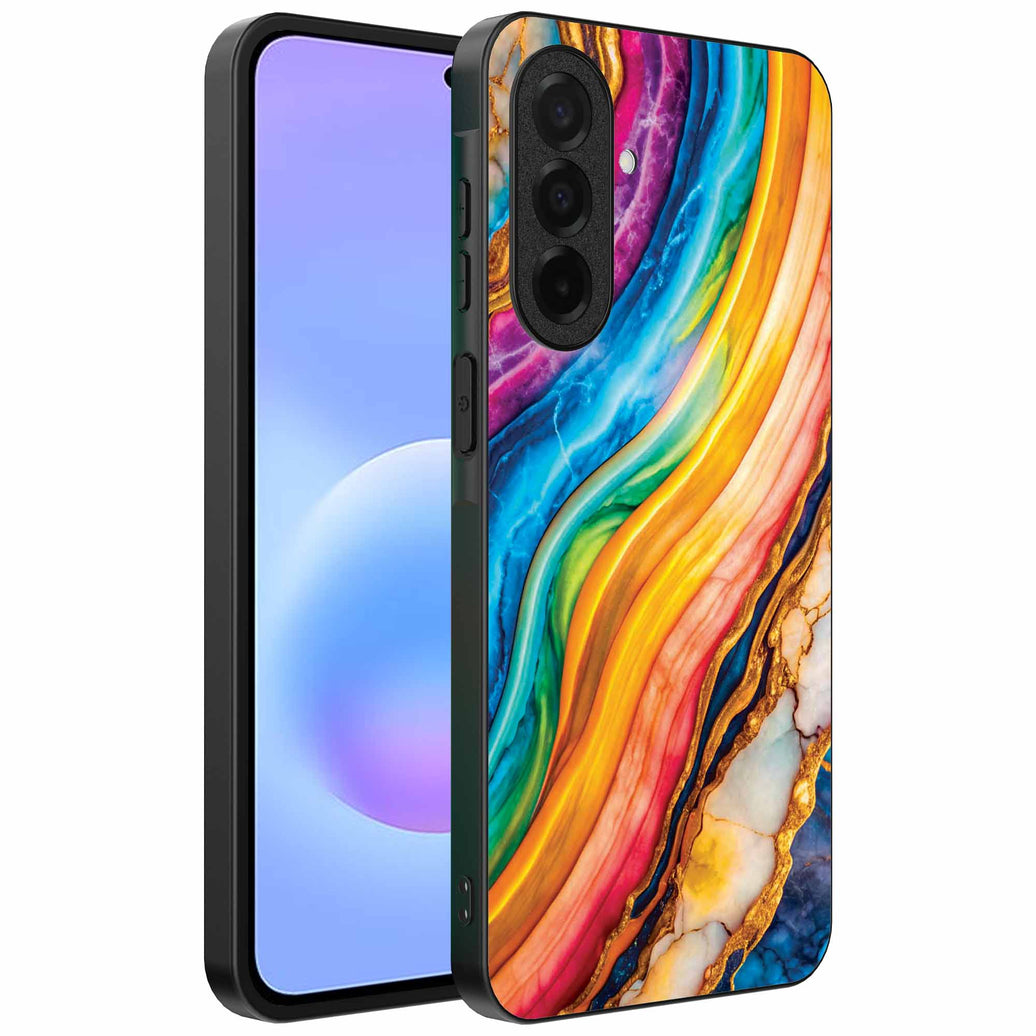 Geschikt voor
  Samsung Galaxy A57 Telefoonhoesje met Regenboog Goud Marmer Opdruk - TPU
  Backcover Case Rainbow Gold Marble Design - Smartphonica