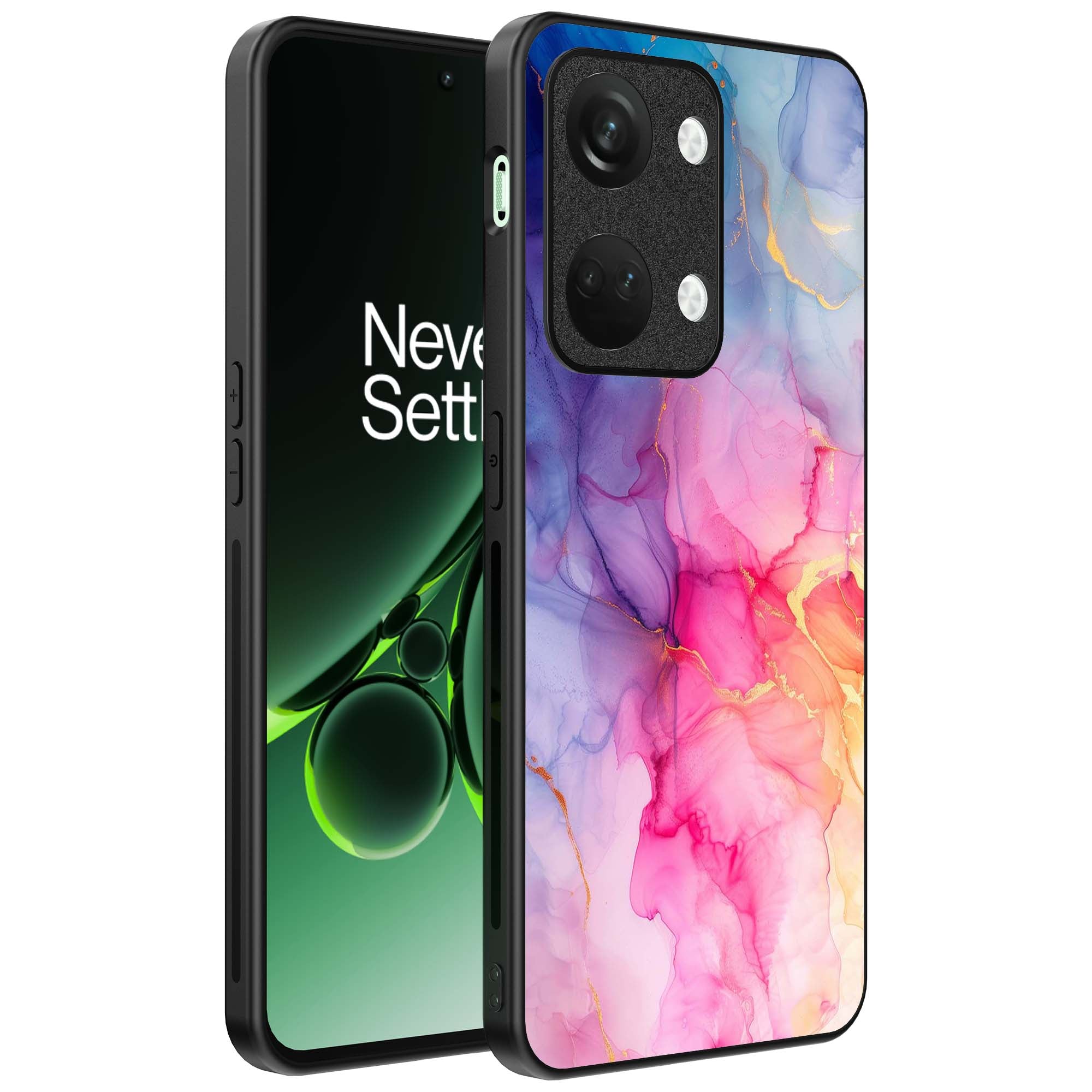 Telefoonhoesje
  Geschikt voor OnePlus Nord 3 met marmeropdruk - TPU backcover case marble
  design - Regenboog