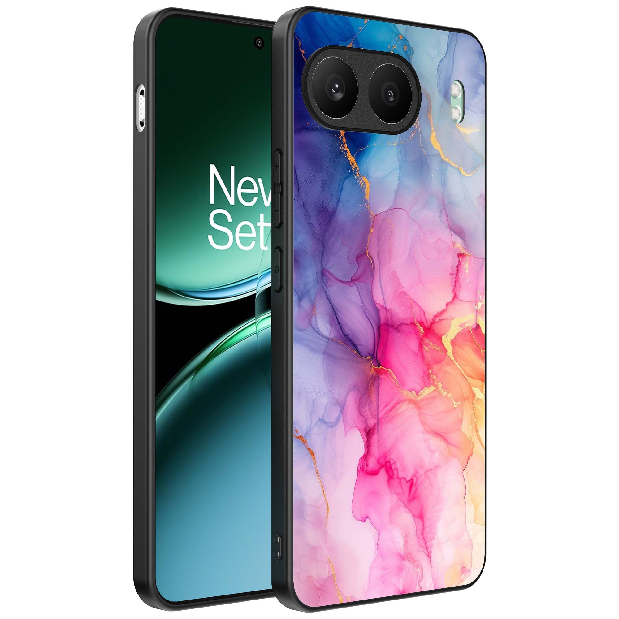 Telefoonhoesje
  Geschikt voor OnePlus Nord 4 met marmeropdruk - TPU backcover case marble
  design - Regenboog