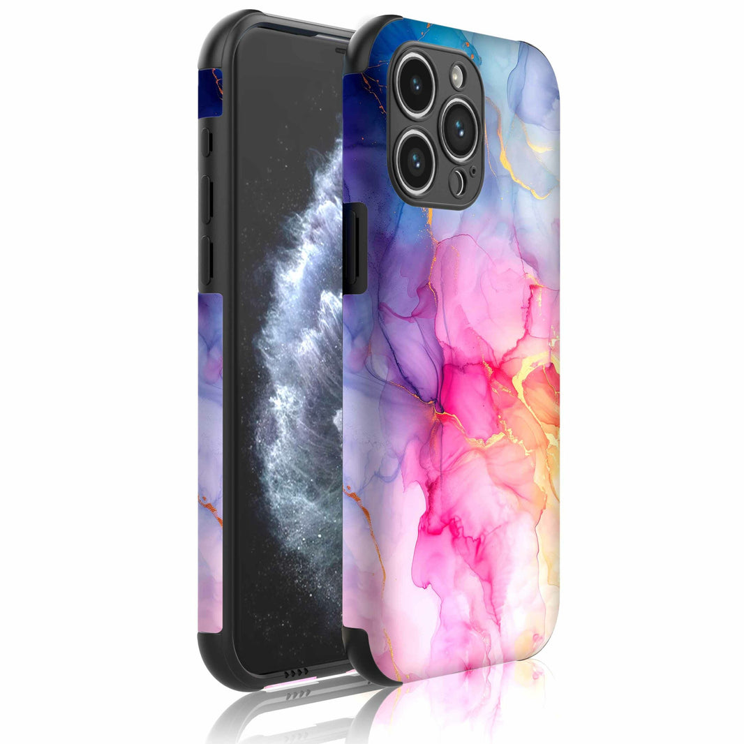 Telefoonhoesje Geschikt voor iPhone 11 Pro met
  Stootrand en Regenboog Marmer opdruk - Backcover PhoneCase Rainbow Marmer
  print