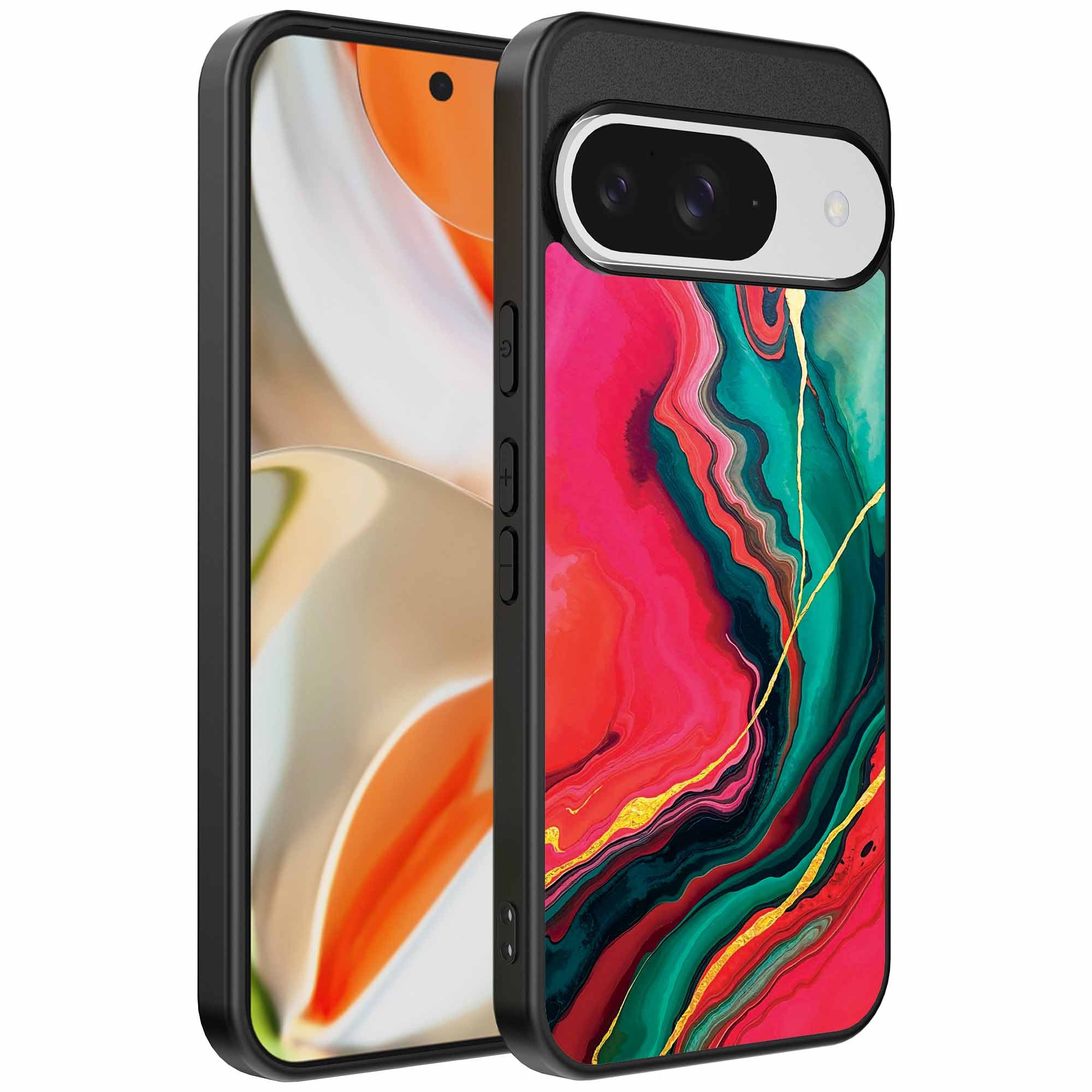 Geschikt voor
  Google Pixel 9 Pro XL Telefoonhoesje met Rood Groen Marmer Opdruk - TPU
  Backcover Case Red Green Marble Design - Smartphonica