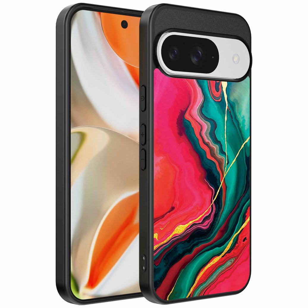 Geschikt voor
  Google Pixel 9 Pro XL Telefoonhoesje met Rood Groen Marmer Opdruk - TPU
  Backcover Case Red Green Marble Design - Smartphonica