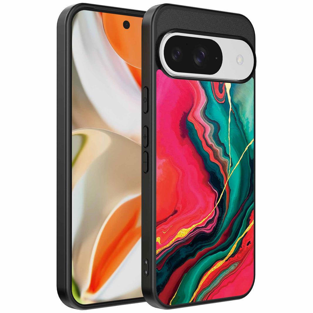 Geschikt voor
  Google Pixel 9 Pro XL Telefoonhoesje met Rood Groen Marmer Opdruk - TPU
  Backcover Case Red Green Marble Design - Smartphonica