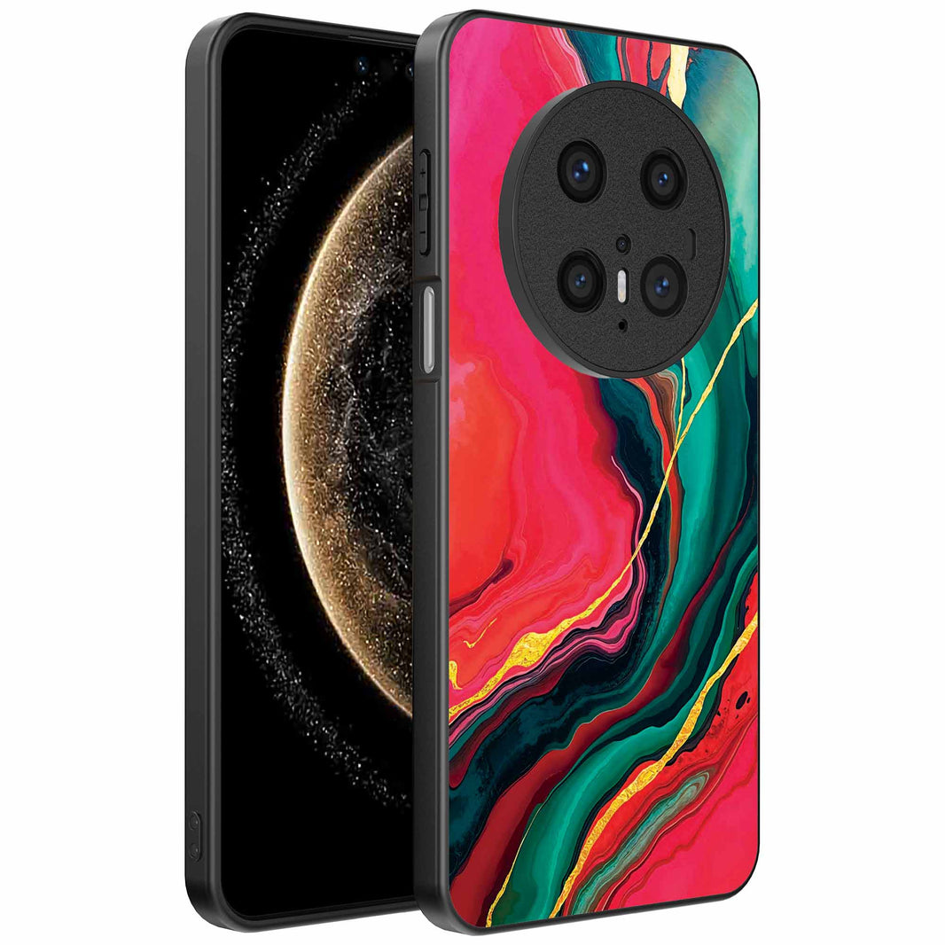 Geschikt voor
  Huawei Mate 70 Pro / 70 Pro Plus Telefoonhoesje met Rood Groen Marmer Opdruk
  - TPU Backcover Case Red Green Marble Design - Smartphonica