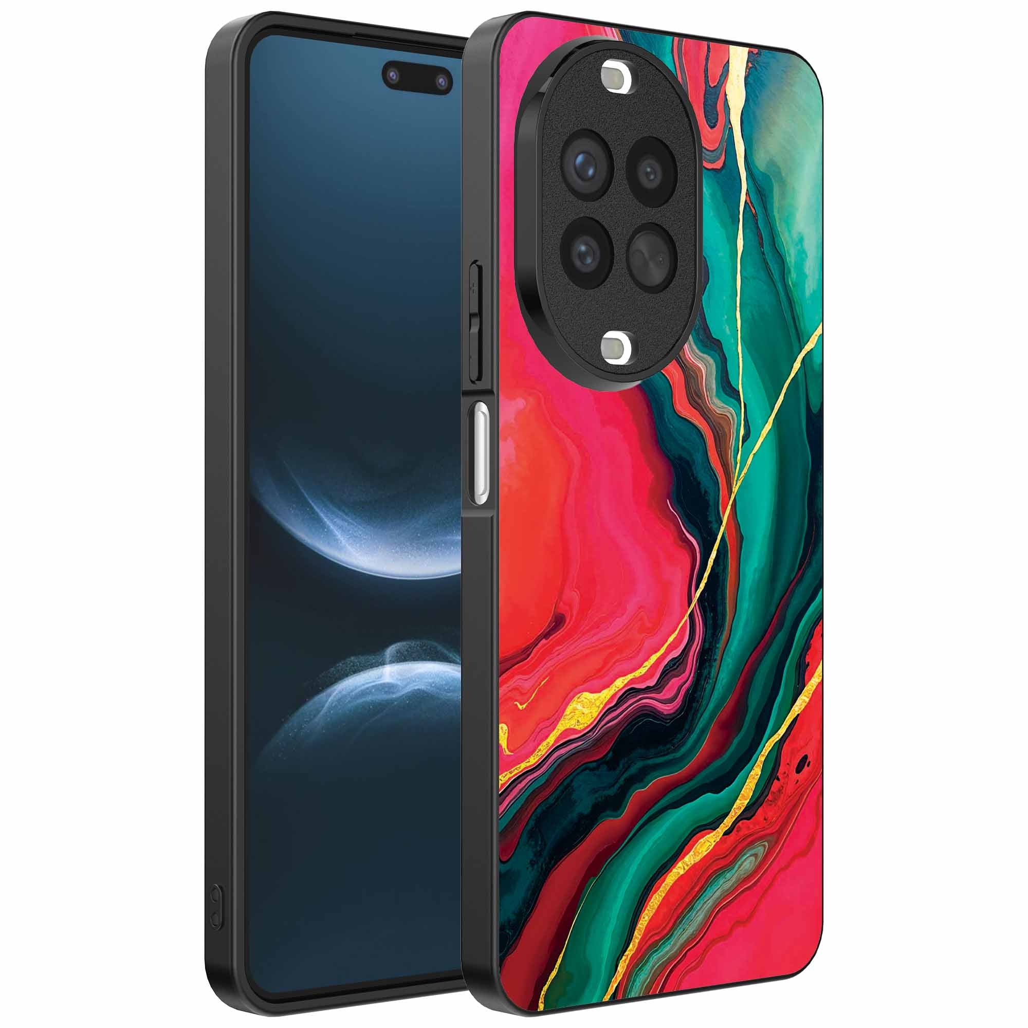 Geschikt voor
  Huawei Nova 14 Pro Telefoonhoesje met Rood Groen Marmer Opdruk - TPU
  Backcover Case Red Green Marble Design - Smartphonica