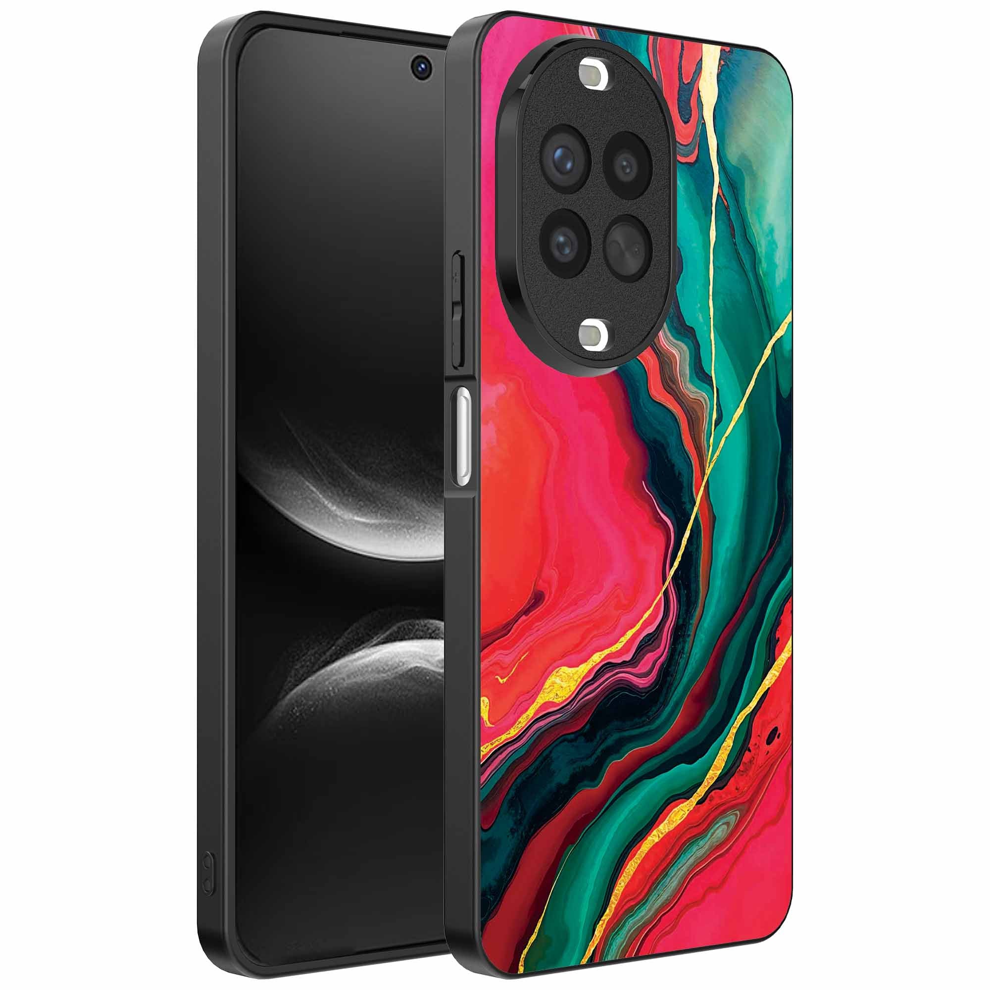 Geschikt voor
  Huawei Nova 14 Telefoonhoesje met Rood Groen Marmer Opdruk - TPU Backcover
  Case Red Green Marble Design - Smartphonica