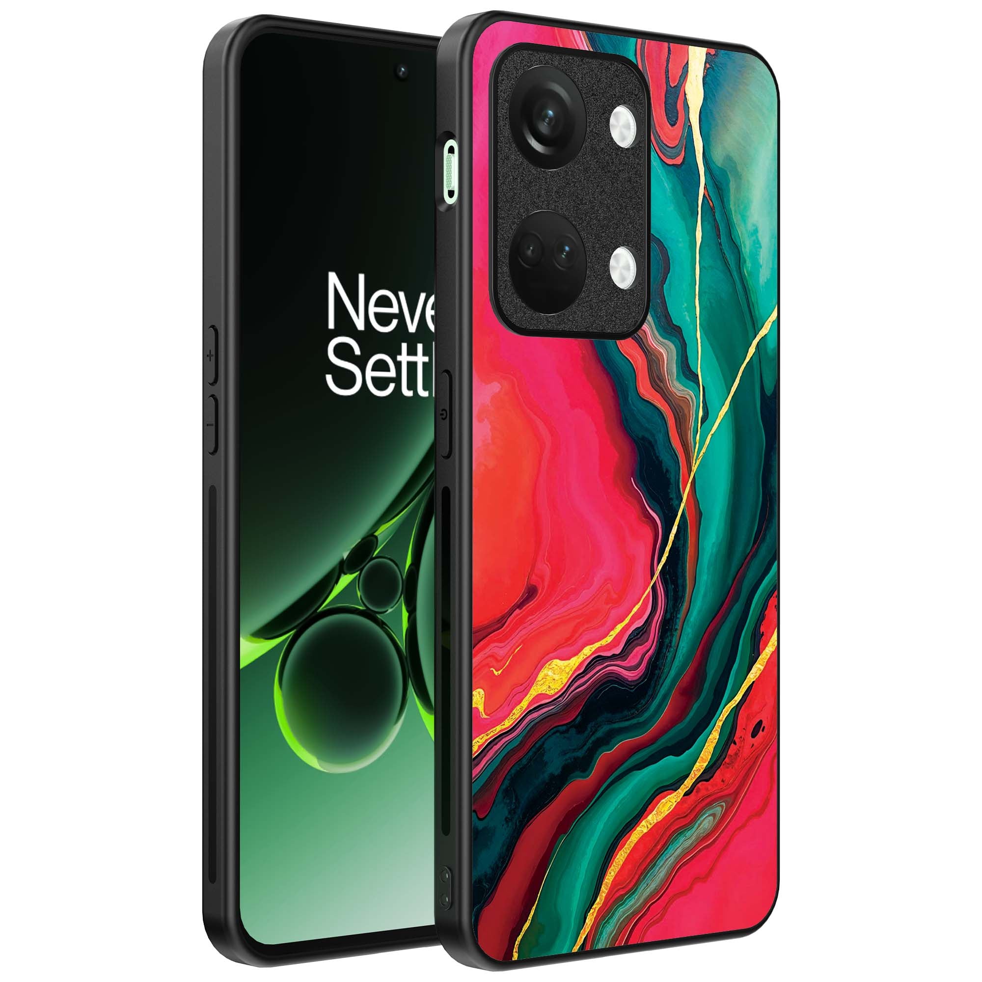 Telefoonhoesje
  Geschikt voor OnePlus Nord 3 met Rood Groen Marmer Opdruk - TPU Backcover
  Case Red Green Marble Design