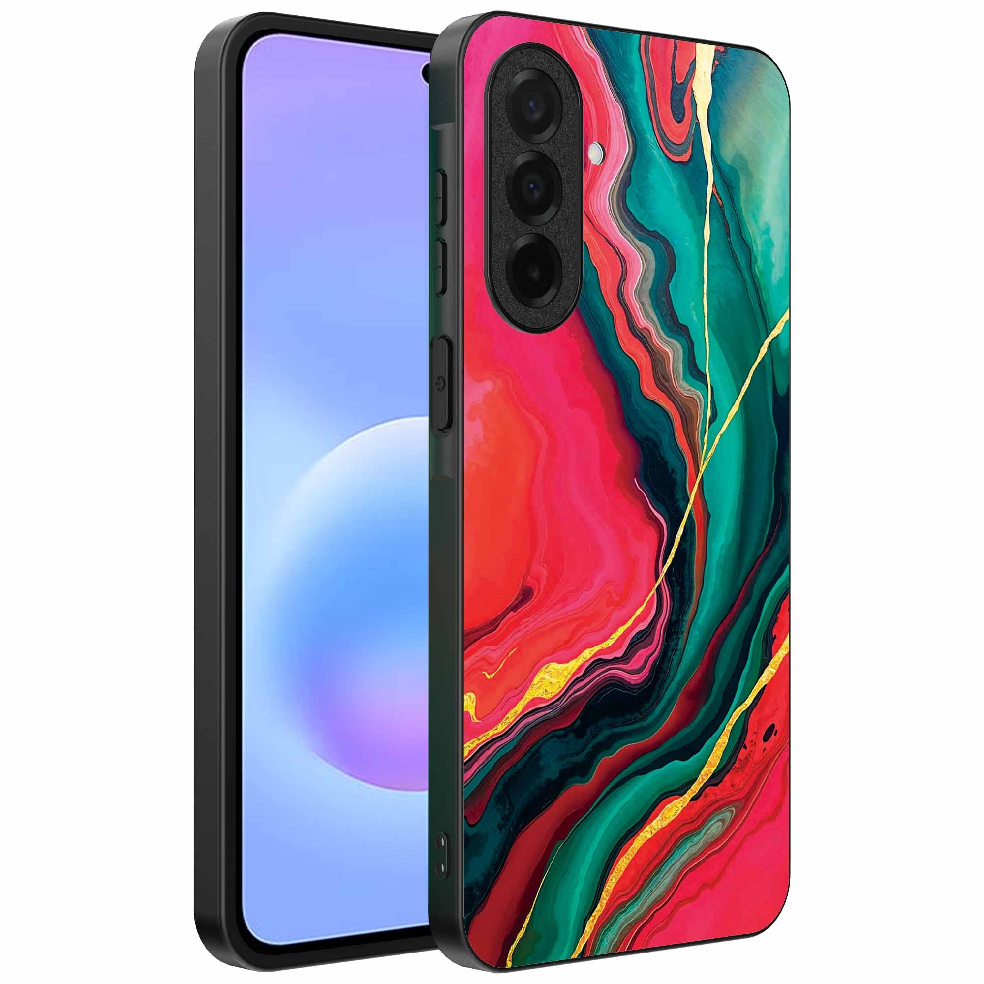 Geschikt voor
  Samsung Galaxy A57 Telefoonhoesje met Rood Groen Marmer Opdruk - TPU
  Backcover Case Red Green Marble Design - Smartphonica