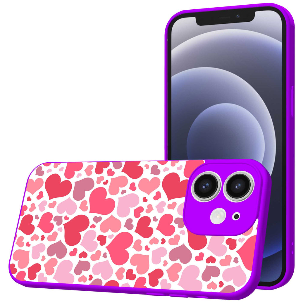 Telefoonhoesje Geschikt voor iPhone 12 met Hartjes opdruk - TPU Back Cover Case Hearts Design - Paars