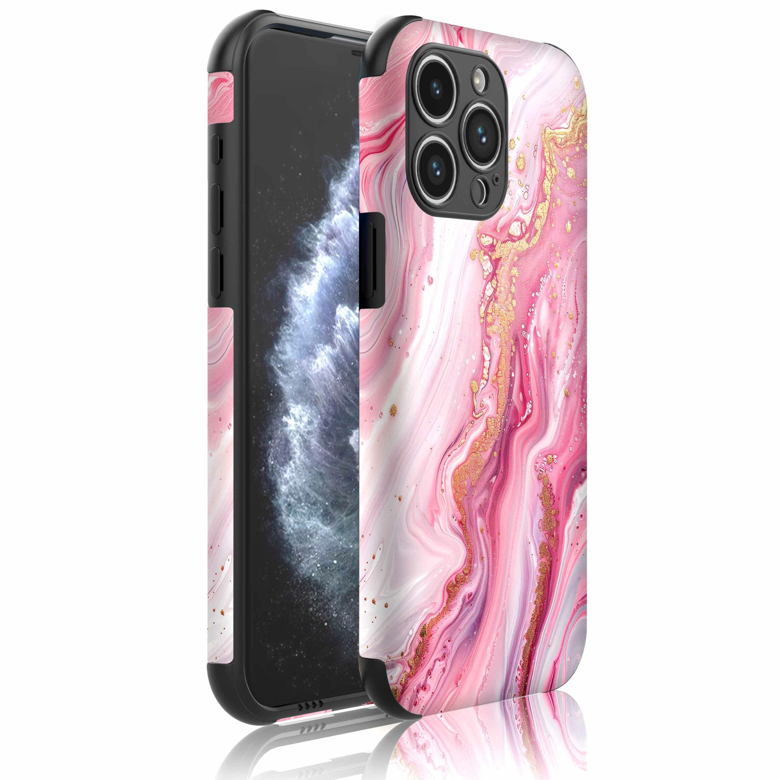 Telefoonhoesje Geschikt voor iPhone 11 Pro met
  Stootrand en Roze Marmer opdruk - Backcover PhoneCase Rose Marble print